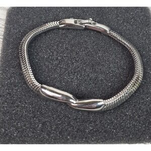 Vintage Monet Snake chain bracelet with lobster clasp 6mm Silver Tone 7.25"